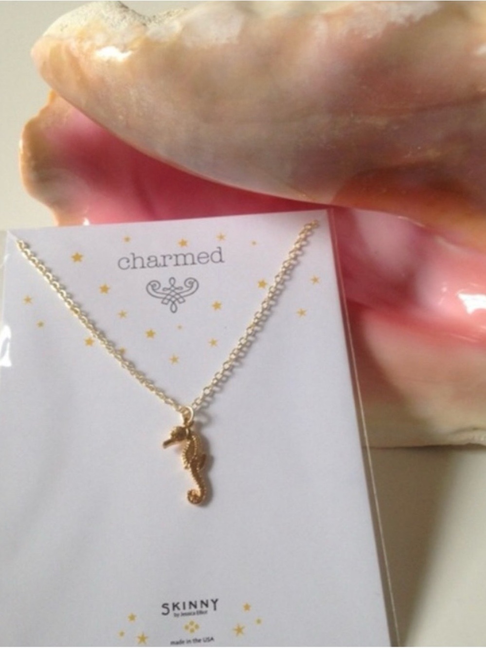 Dainty Charmed Gold Seahorse Necklace